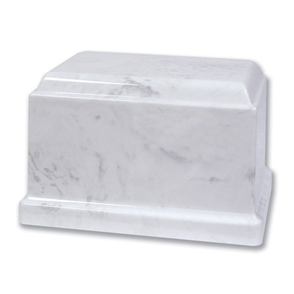 White Crescent Marble Urn Hohner Funeral Home